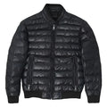 Men’s Black Leather Puffer Bomber Jacket-0