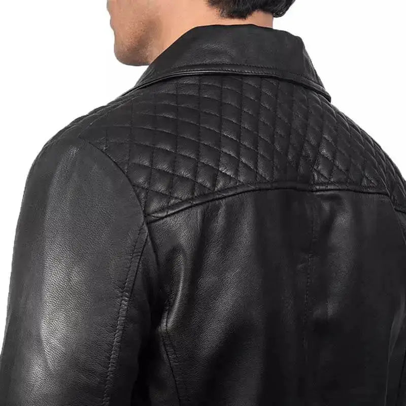 Men’s Black Leather Biker Jacket-4