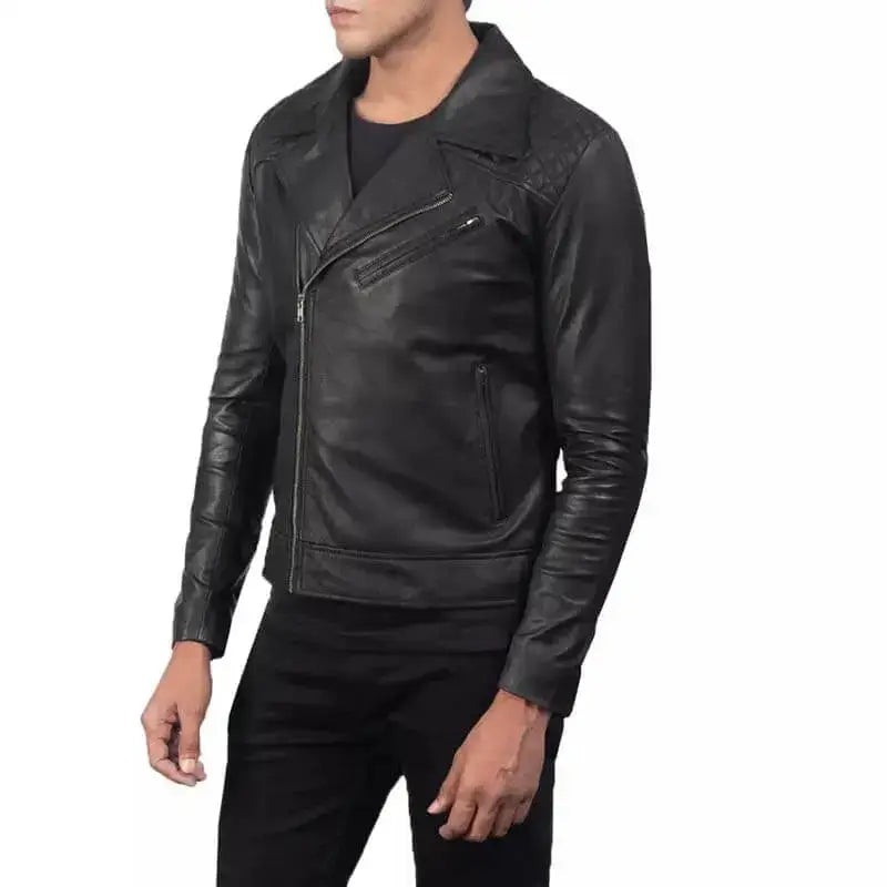 Men’s Black Leather Biker Jacket-3