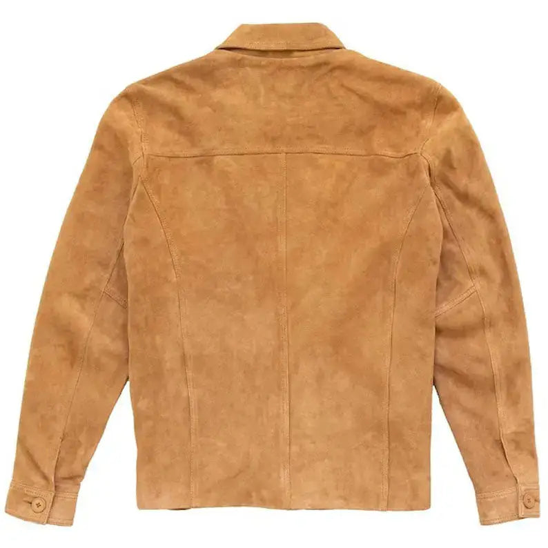 Mens Genuine Suede Leather Trucker Jacket-1