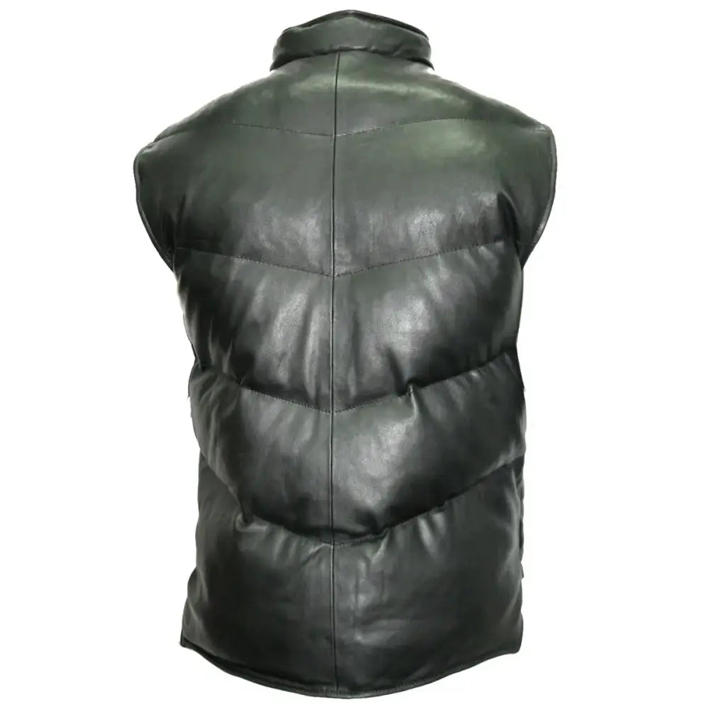 Men’s Black Leather Gilet Waistcoat Leather Vest-1