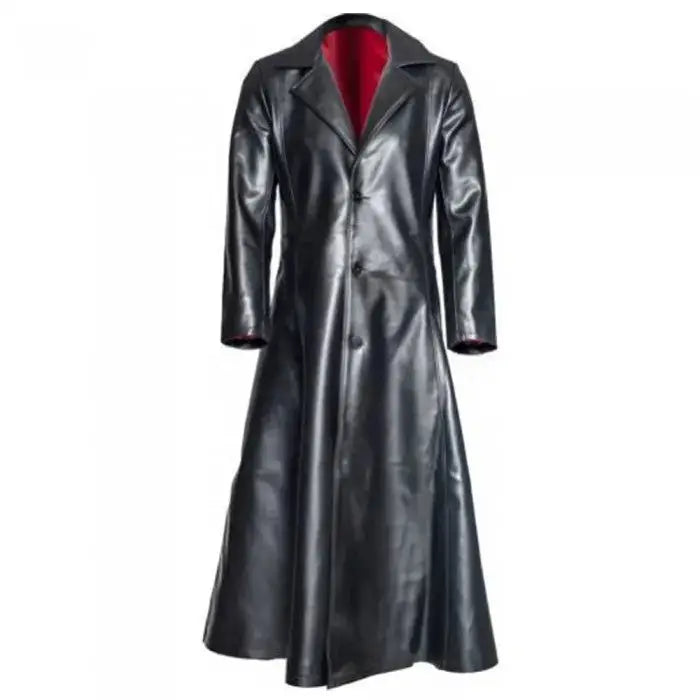 Men's Gothic Steampunk PVC Leather Coat-0