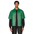 Men’s Dark Green Sheepskin Leather Zip Shirt-0