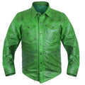 Men’s Green Lambskin Leather Shirt-0