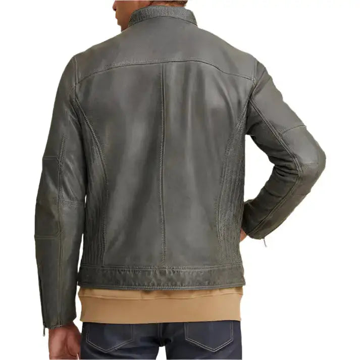 Men’s Green Motorbike Leather Jacket-1