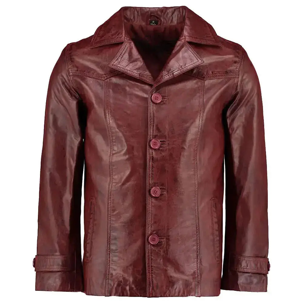 Men's Heist Red Wine Vintage Leather Jacket-0
