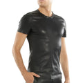 Men’s Black Leather T-Shirt-0