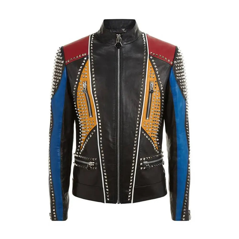 Men’s Multi-Color Leather Fashion Jacket-0
