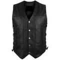Men’s Black Leather Motorcycle Vest-0