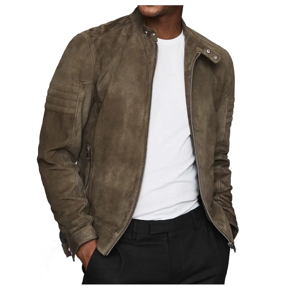 Men’s Suede Motorcycle Rider Jacket-2