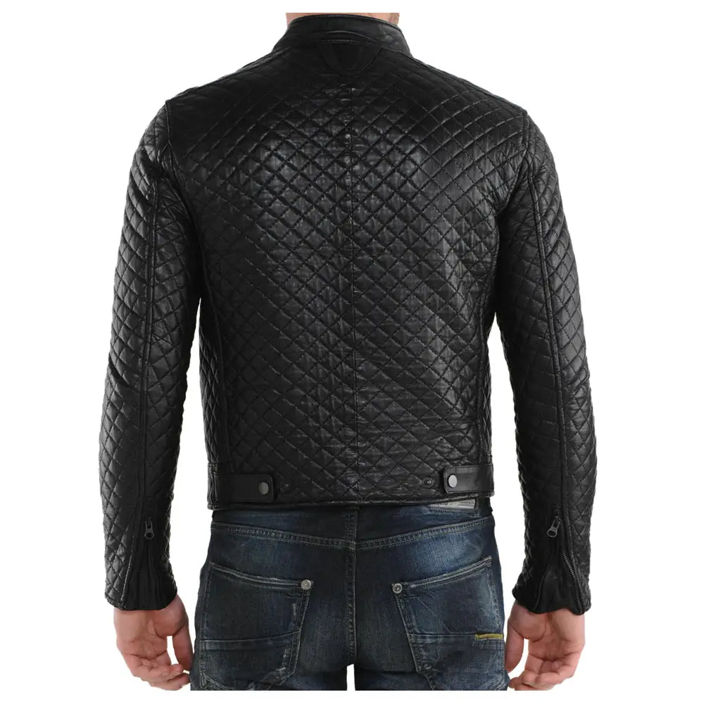 Men’s Vintage Leather Motorcycle Bomber Jacket-2
