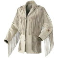 Men's Beige Suede Western Fringe Jacket-0