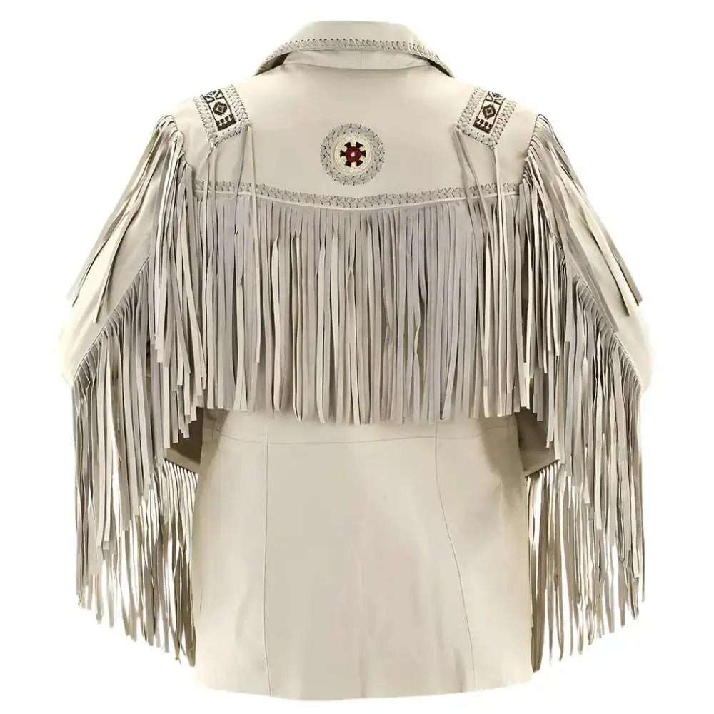 Men's Beige Suede Western Fringe Jacket-1