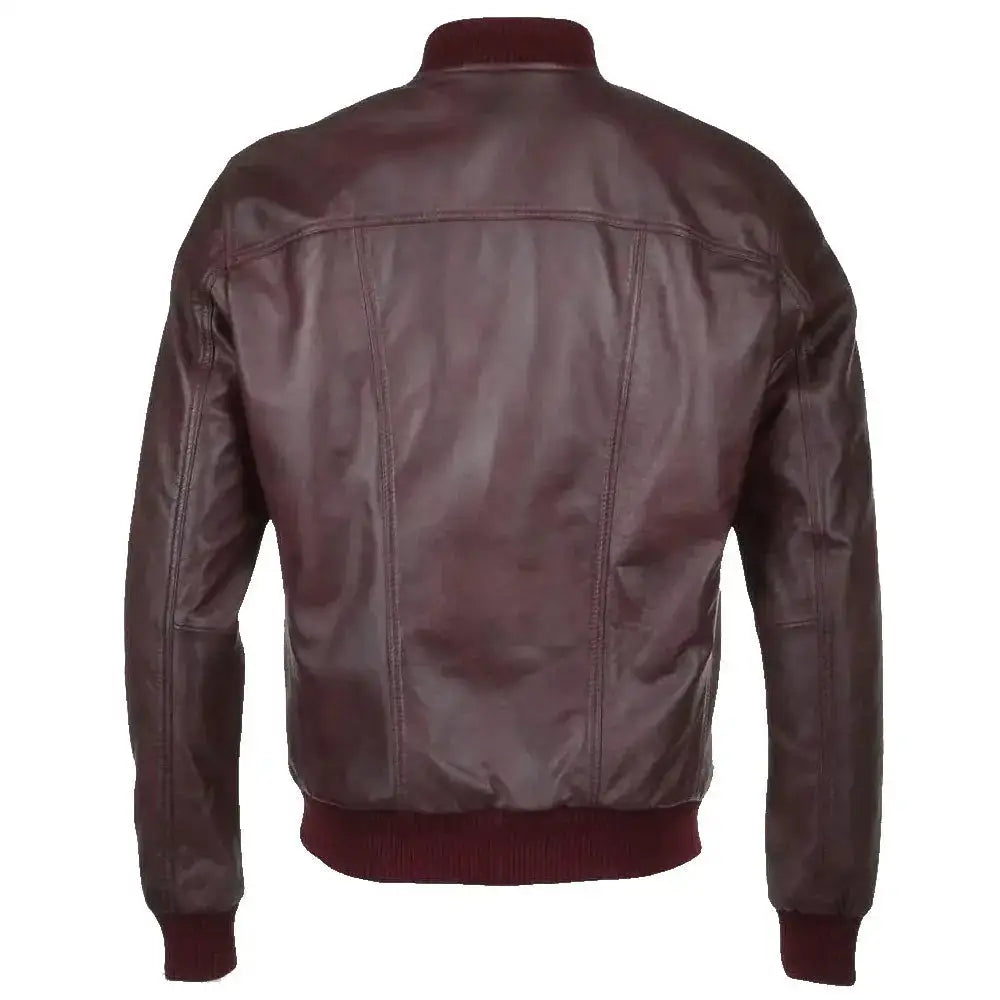 Mens Oxblood Leather Bomber Jacket-1