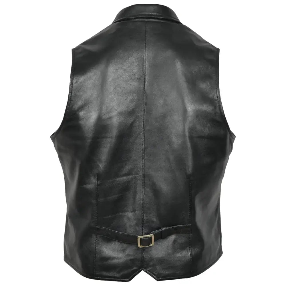 Men’s Black Leather Party Vest-1