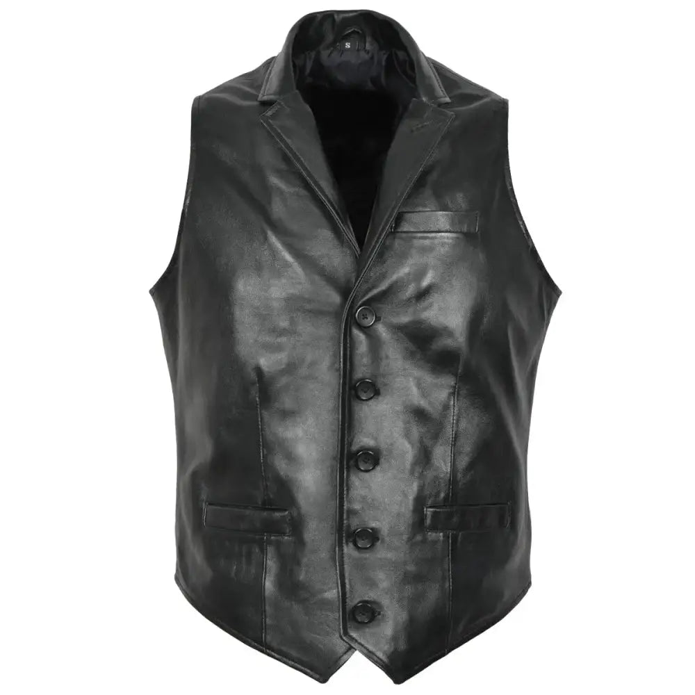Men’s Black Leather Party Vest-0
