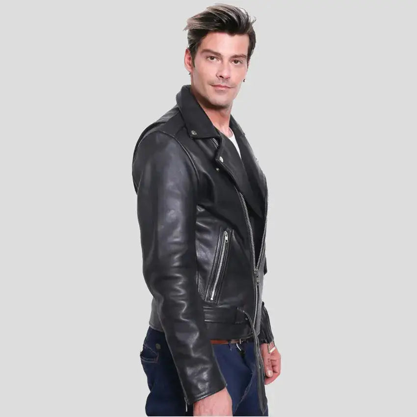 Men’s Premium Buffalo Leather Motorcycle Jacket – Winter Biker Brando-2