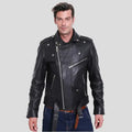 Men’s Premium Buffalo Leather Motorcycle Jacket – Winter Biker Brando-0