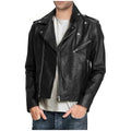 Men’s Black Leather Motorcycle Biker Jacket-0