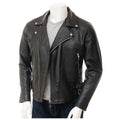 Men’s Leather Moto Biker Jacket-0