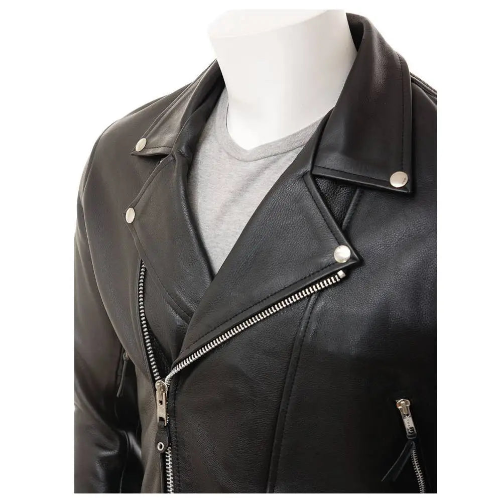 Men’s Leather Moto Biker Jacket-2