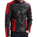 Men’s Red and Black Biker Leather Jacket-0