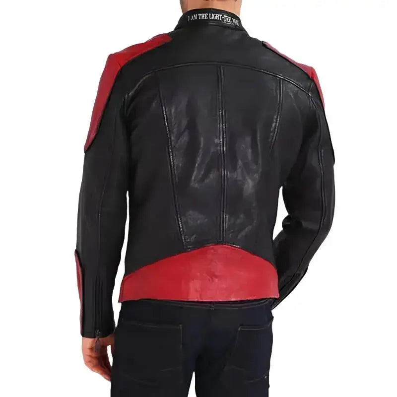 Men’s Red and Black Biker Leather Jacket-2