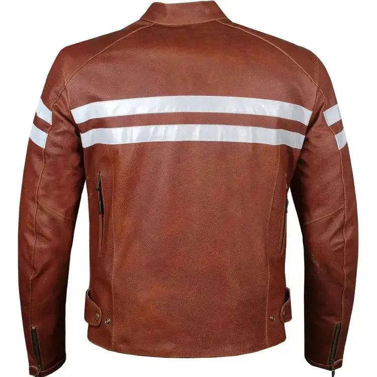 Men’s Red Leather Motorcycle Biker Jacket-1