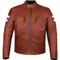 Men’s Red Leather Motorcycle Biker Jacket-0