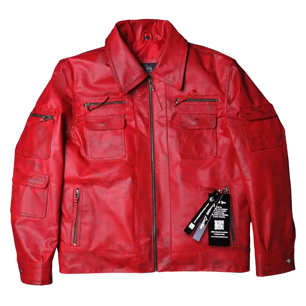 Men’s Red Leather Winter Jacket-2