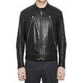 Men’s Retro Black Leather Moto Jacket-0