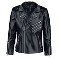 Men’s Rock Punk Black Studded Metal Spiked Leather Jacket-0