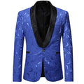 Men's royal blue floral jacquard party tuxedo suit-1