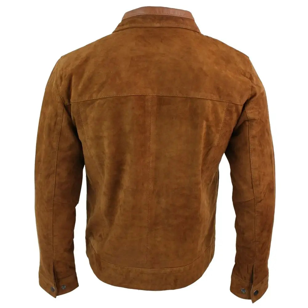 Men’s Brown Suede Leather Biker Jacket-1