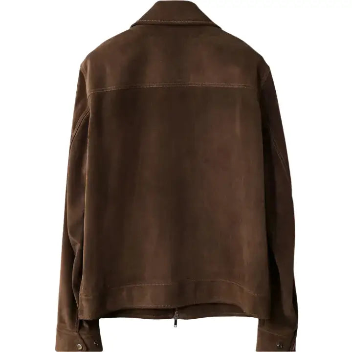 Men’s Tan Brown Suede Bomber Jacket-1