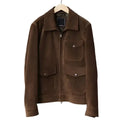 Men’s Tan Brown Suede Bomber Jacket-0