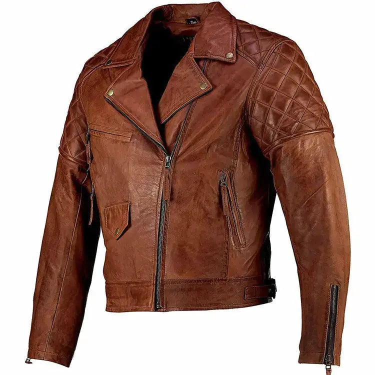 Mens Vintage Brown Leather Jacket-0