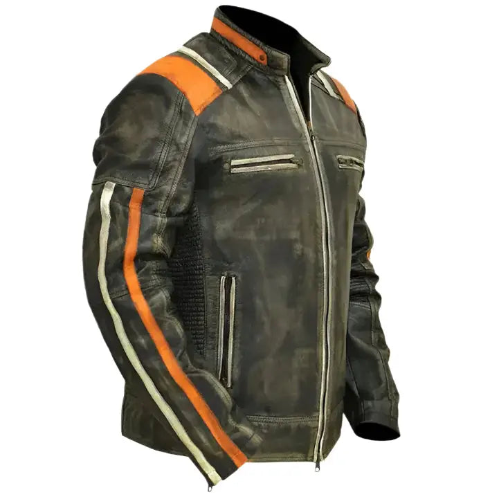 Men’s Vintage Black Cafe Racer Leather Jacket-3