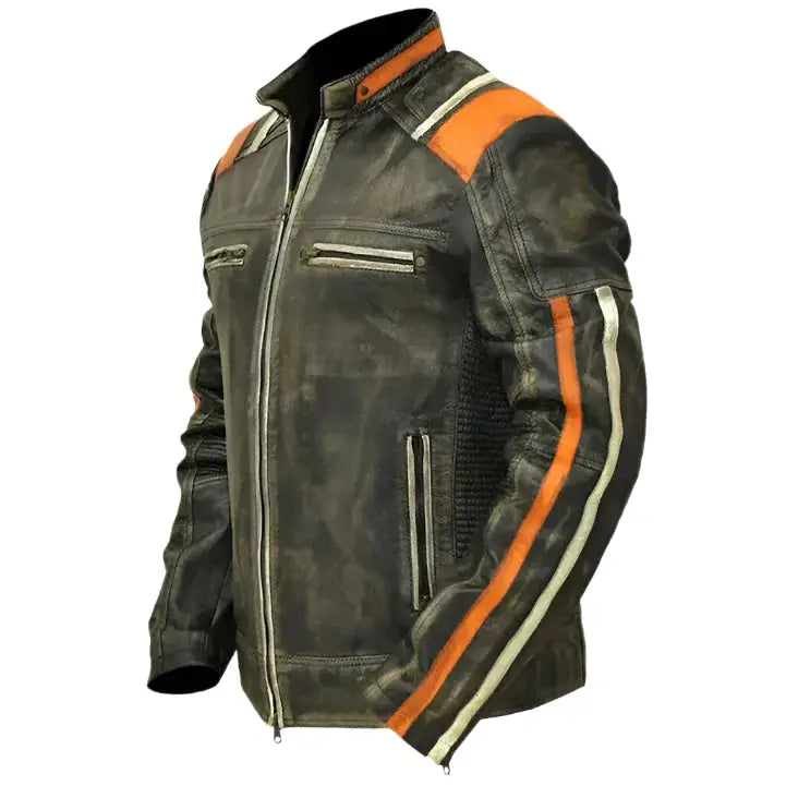 Men’s Vintage Black Cafe Racer Leather Jacket-2