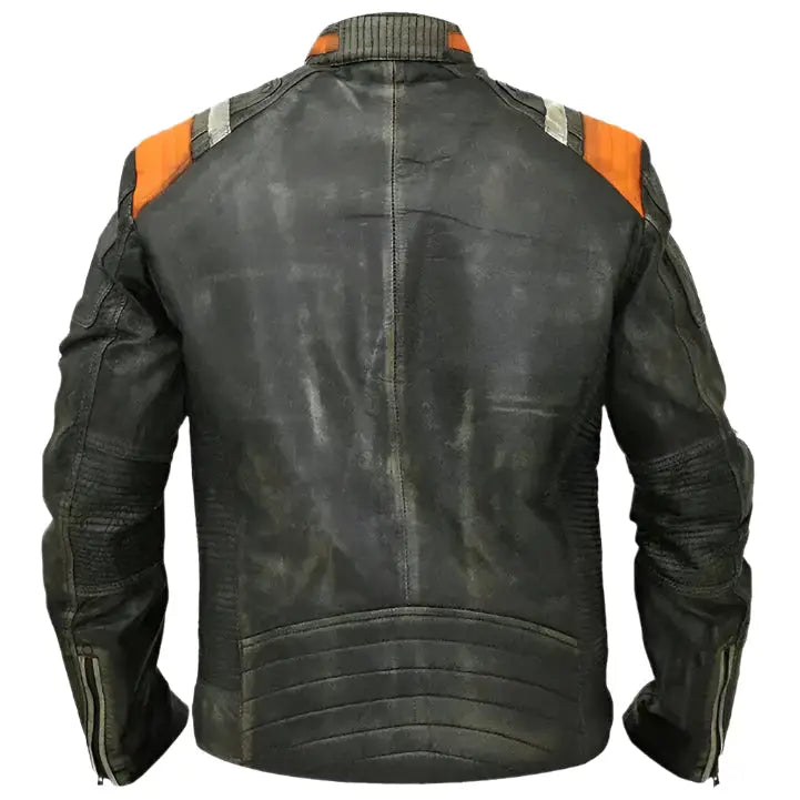 Men’s Vintage Black Cafe Racer Leather Jacket-1