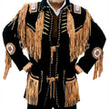 Men’s Premium Suede Western Fringe Leather Jacket-0