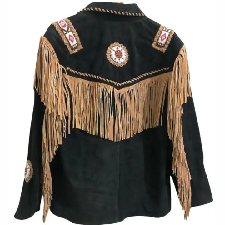 Men’s Premium Suede Western Fringe Leather Jacket-1