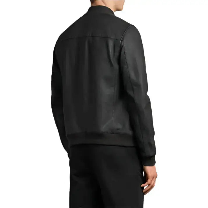 Men’s Wilt Black Leather Bomber Jacket-2