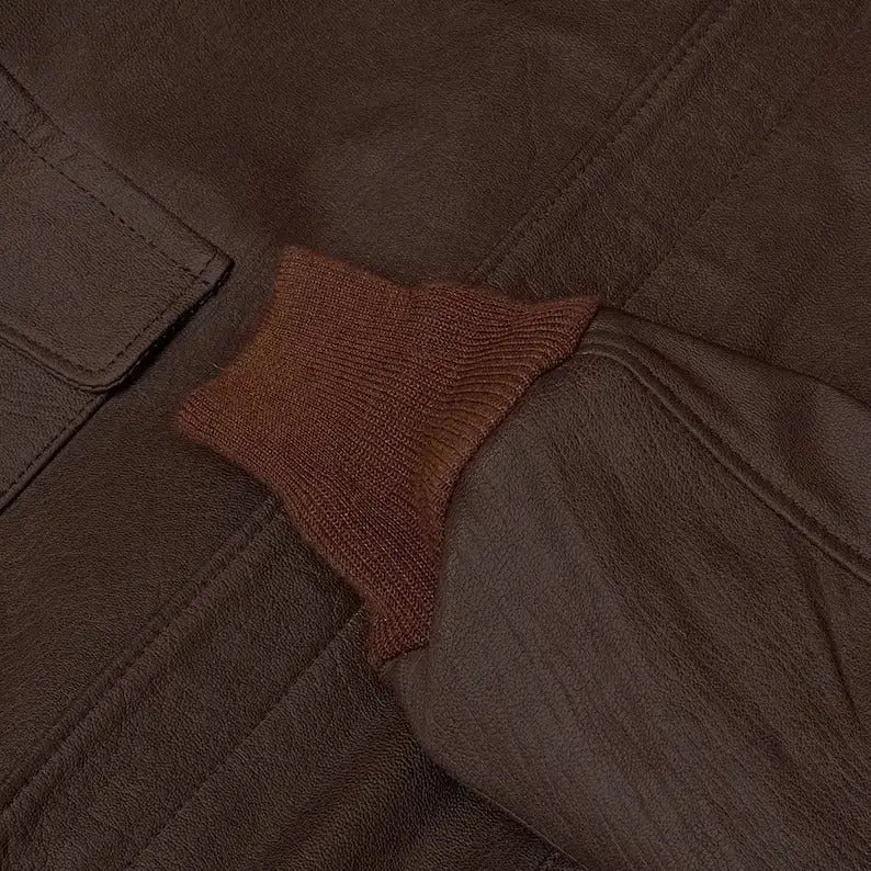 Men’s Wing Collar Leather Bomber Jacket-4