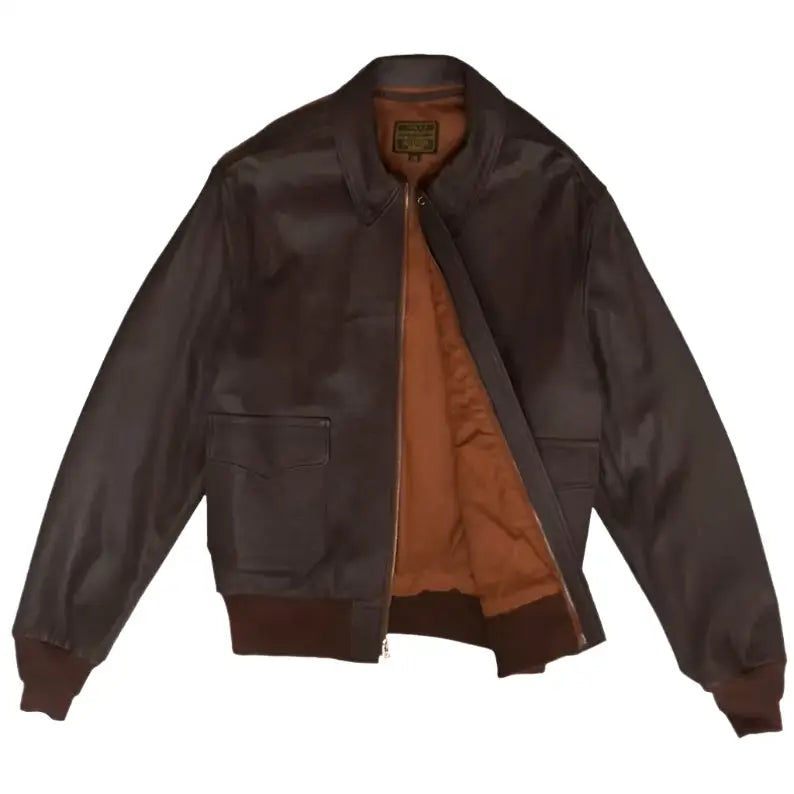 Men’s Wing Collar Leather Bomber Jacket-2