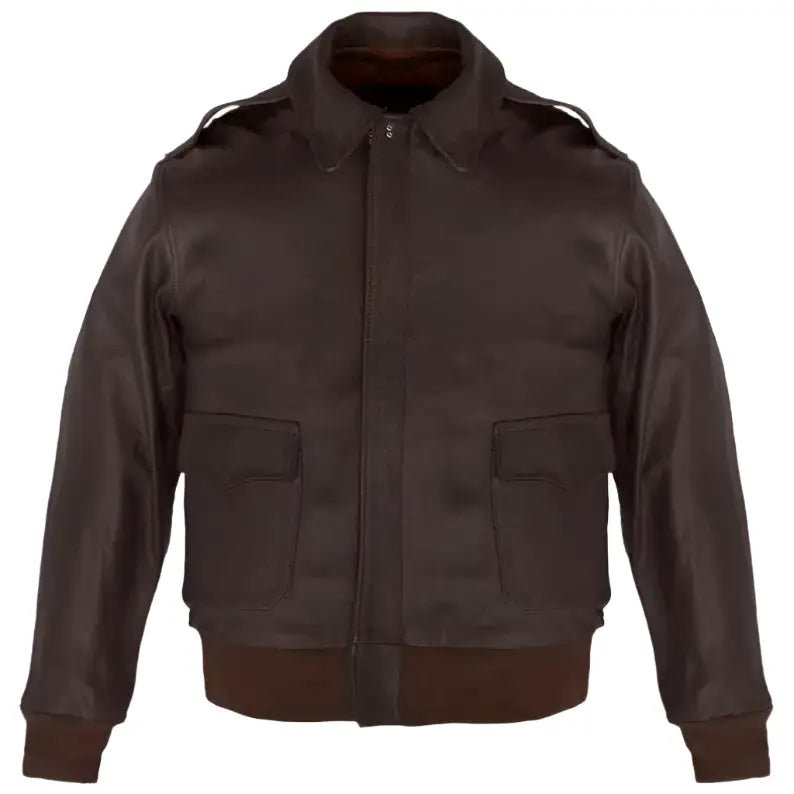 Men’s Wing Collar Leather Bomber Jacket-0