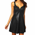 Women’s Leather Party Mini Dress-0