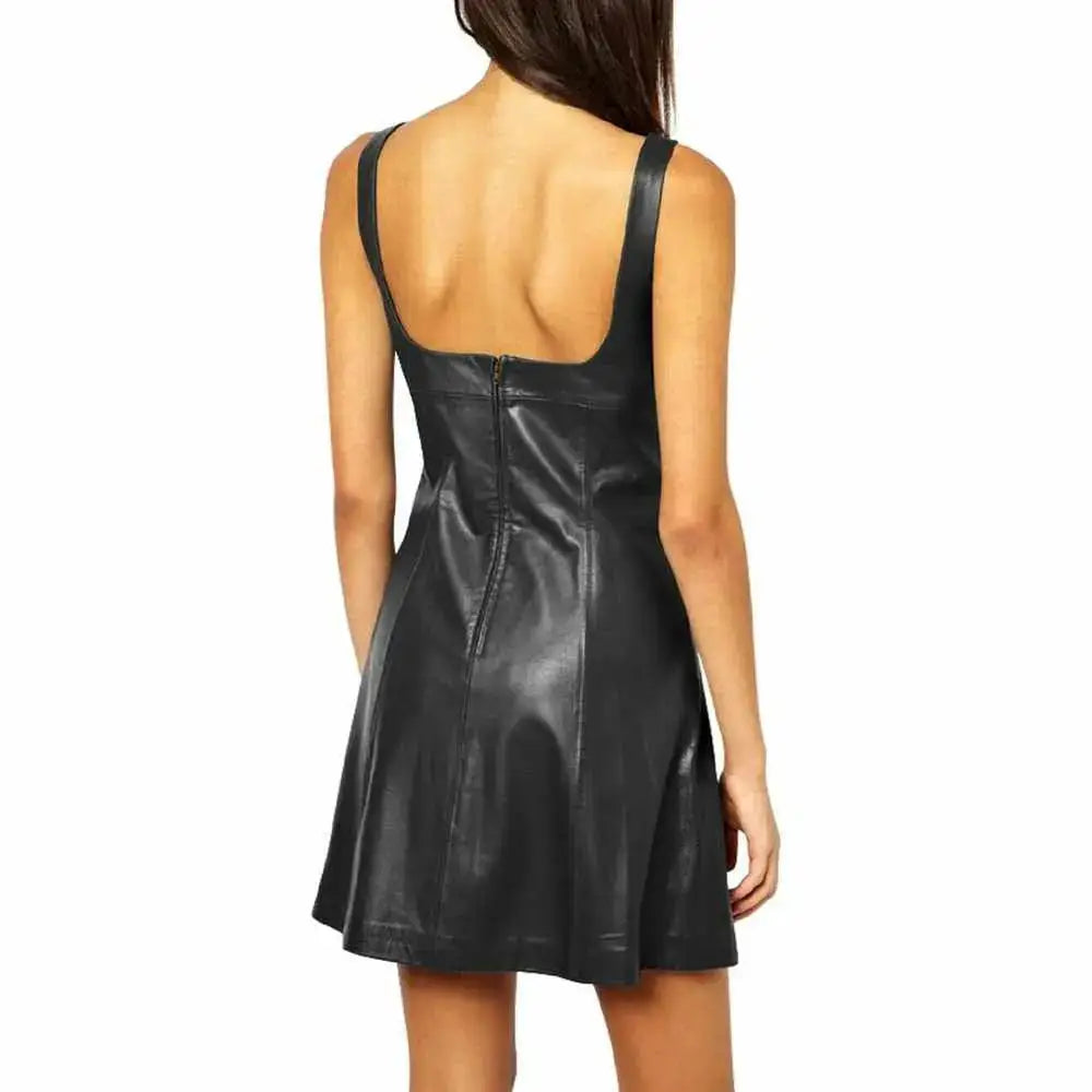 Women’s Leather Party Mini Dress-1