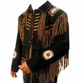 Men’s Black Suede Western Fringe Jacket-0
