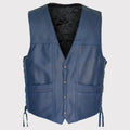 Men’s Navy Blue Leather Cruiser Vest-0